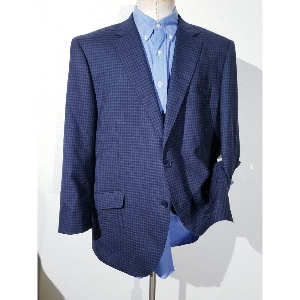 Douglas Graham 48R Blue On Blue Tooth Check 4-SEASON Blazer sport Coat Jacket